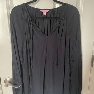 Lilly Pulitzer Willa Tunic Blouse Size L Onyx